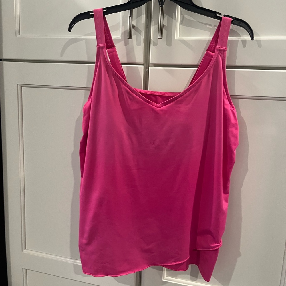 Lands' End Vibrant Pink Tulip Tankini Large DD